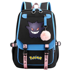 Pokemon Gengar Waterproof Backpack School Notebook Travel Bags USB Charging