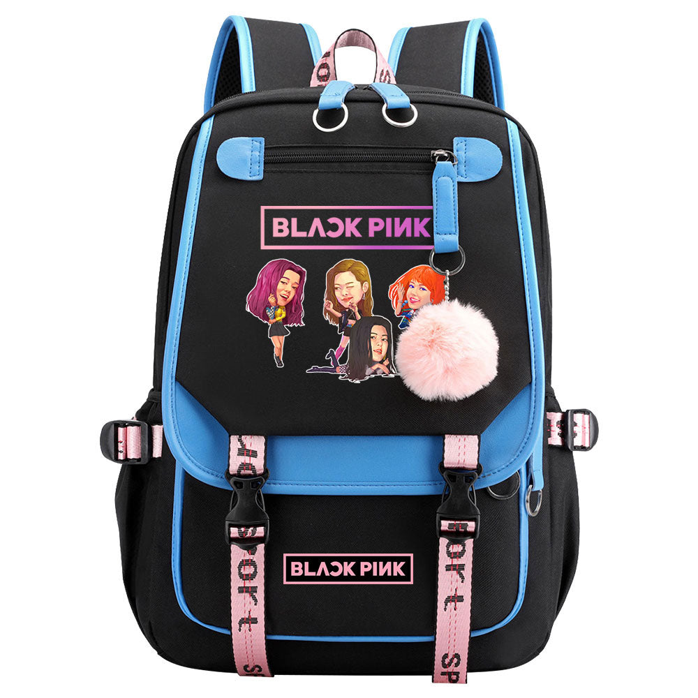 Kpop Blackpink Waterproof Backpack School Notebook Travel Bag USB Charging