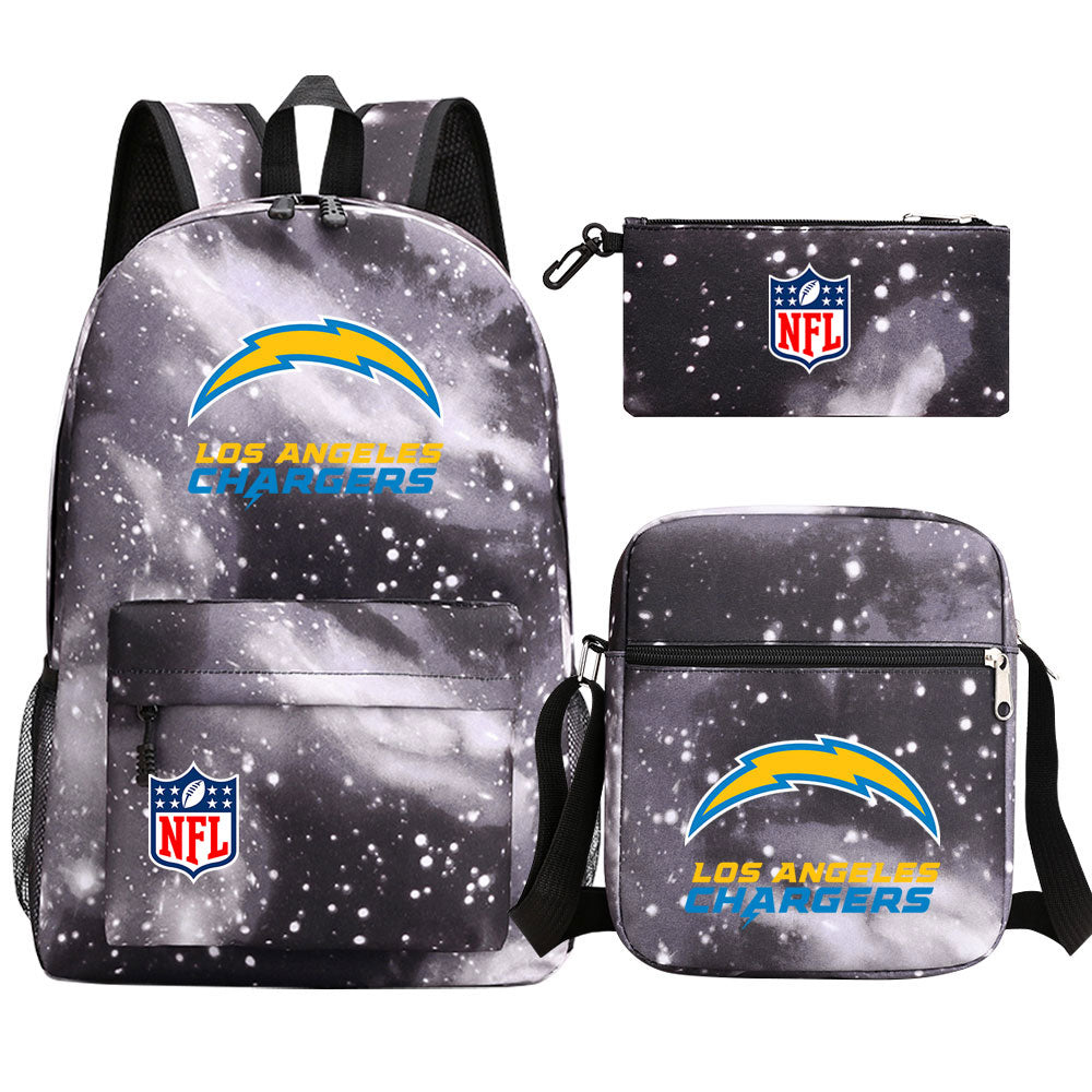 Los Angeles Chargers Football Team Printed Schoolbag Backpack Shoulder Bag Pencil Bag 3pcs set for Kids Students