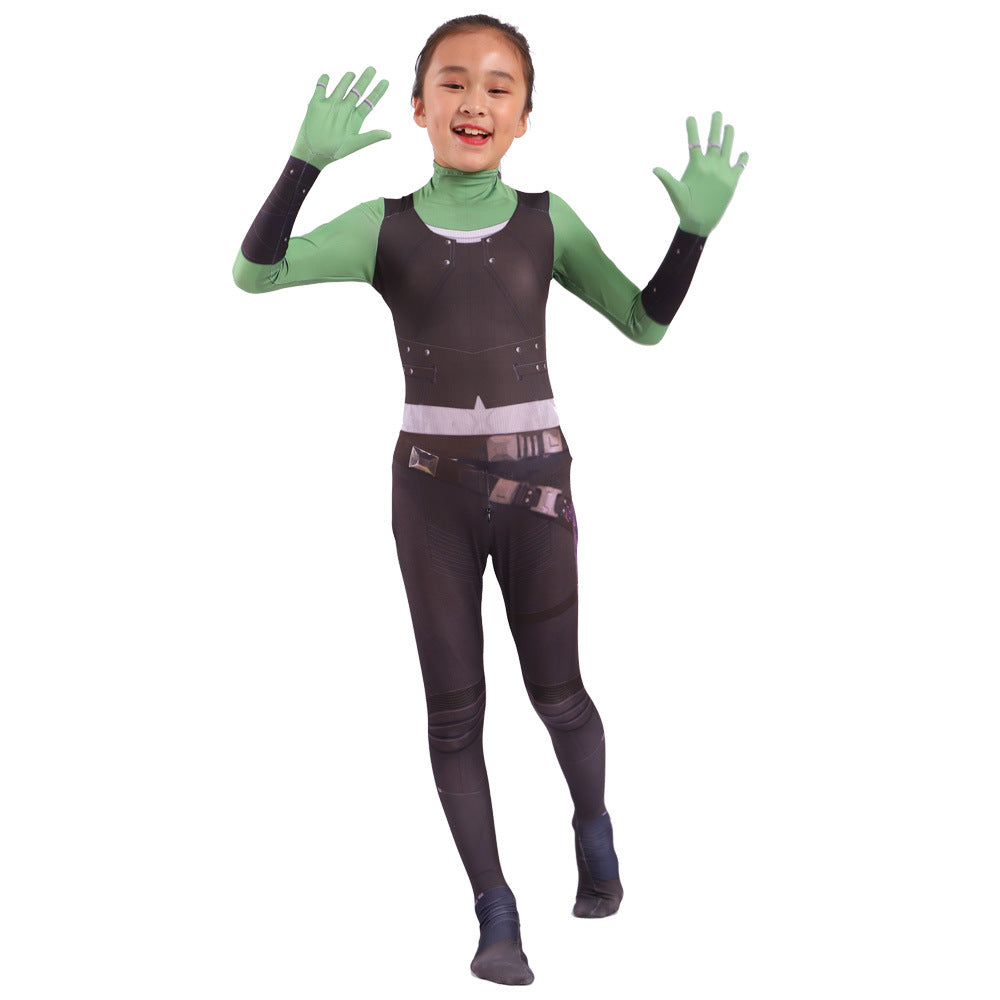 Guardians of the Galaxy Gamora Jumpsuit Halloween Cosplay Costume for Kids Adults