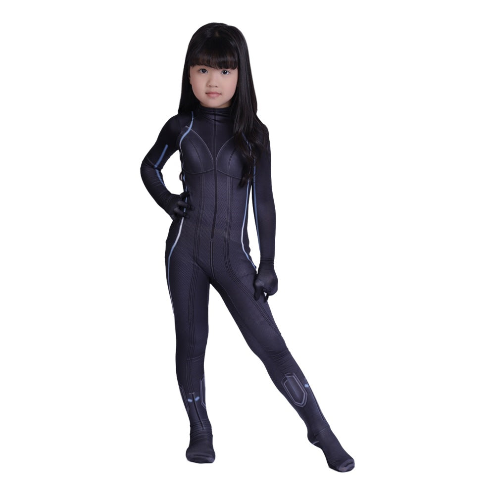 Black Widow Natasha Romanof Jumpsuit Halloween Cosplay Costume for Kids Adults