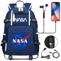 Nasa Space USB Charging Backpack School Notebook Travel Bags