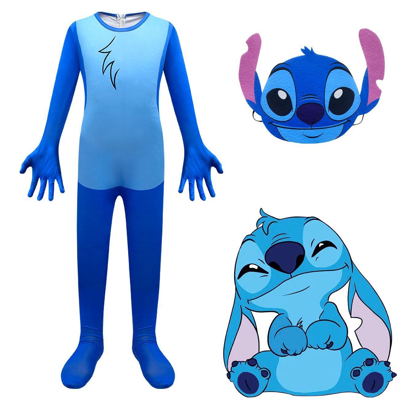 Lilo Stitch Cosplay Costume with Mask Boys Girls Bodysuit Halloween Fancy Jumpsuits