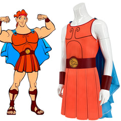 Hercules Jupsuit Vest Cape Halloween Cosplay Costume Full Set