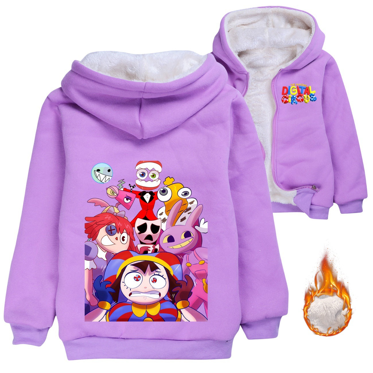 The Amazing Digital Circus Sherpa Lined Hoodie Fleece Sweatshirt Full Zip Hooded Jacket for Kids