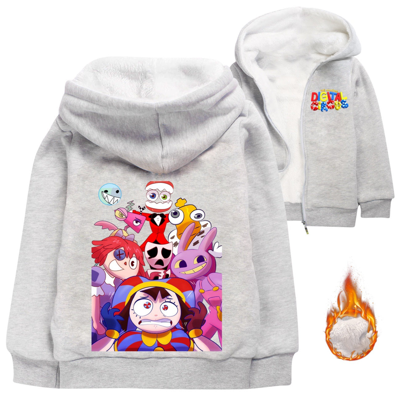 The Amazing Digital Circus Sherpa Lined Hoodie Fleece Sweatshirt Full Zip Hooded Jacket for Kids