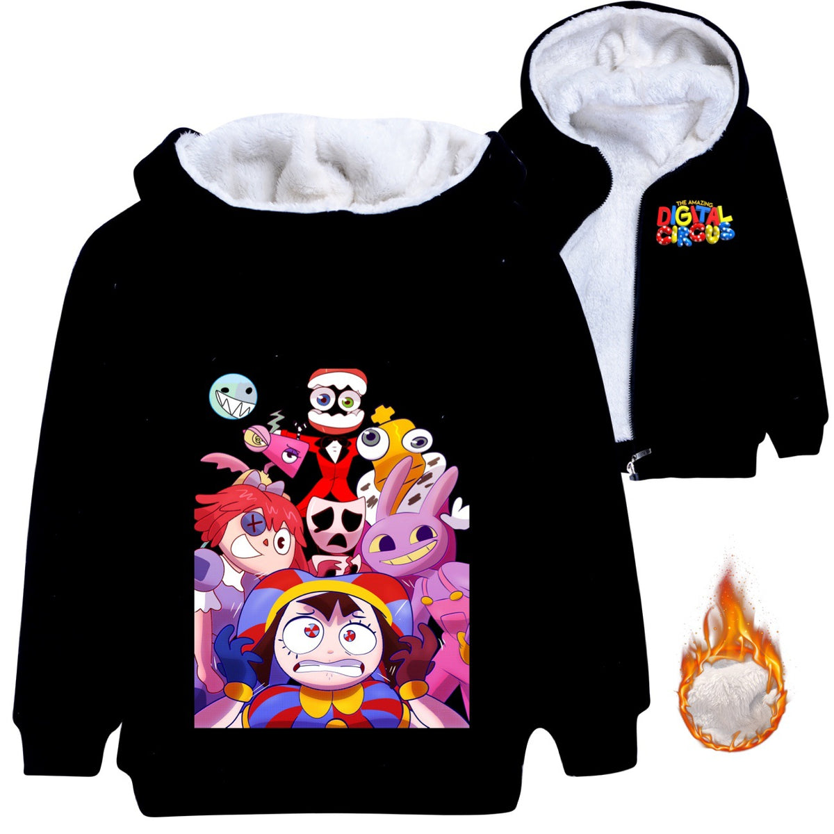 The Amazing Digital Circus Sherpa Lined Hoodie Fleece Sweatshirt Full Zip Hooded Jacket for Kids