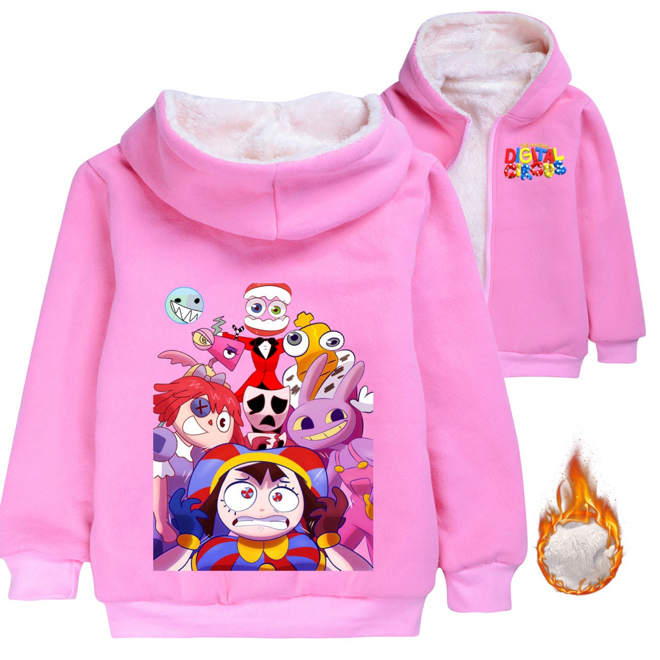 The Amazing Digital Circus Sherpa Lined Hoodie Fleece Sweatshirt Full Zip Hooded Jacket for Kids