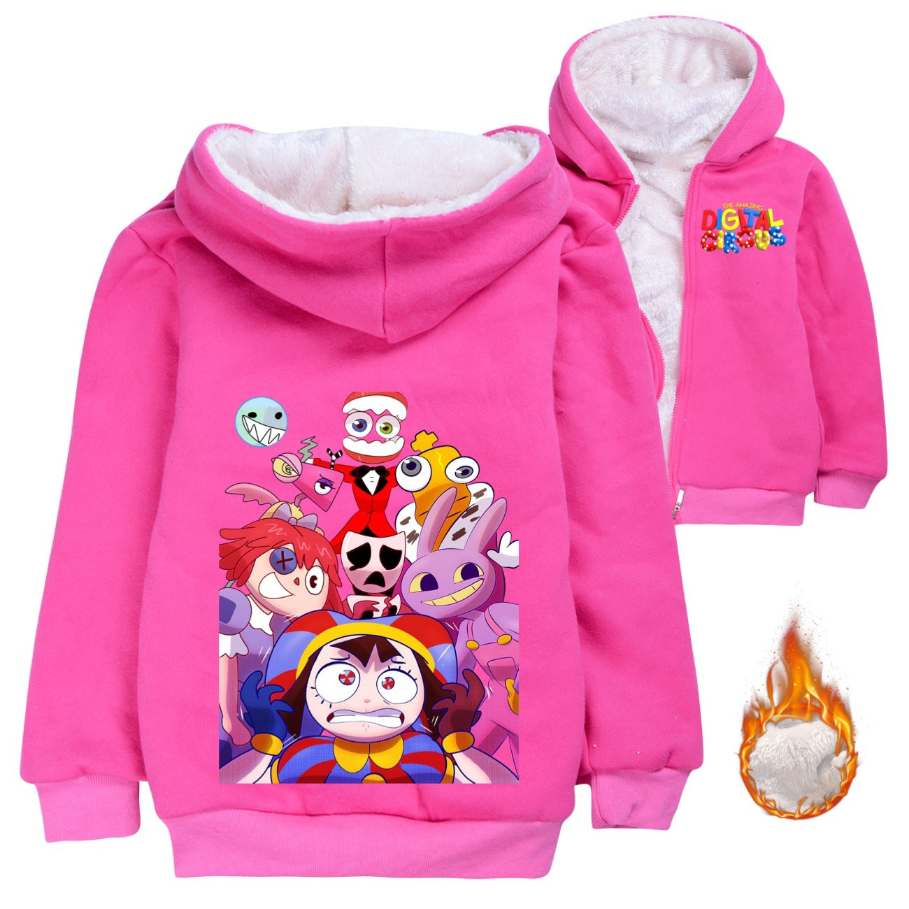 The Amazing Digital Circus Sherpa Lined Hoodie Fleece Sweatshirt Full Zip Hooded Jacket for Kids