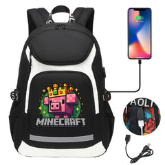 2025 Minecraft Movie USB Charging Backpack School Notebook Travel Bags