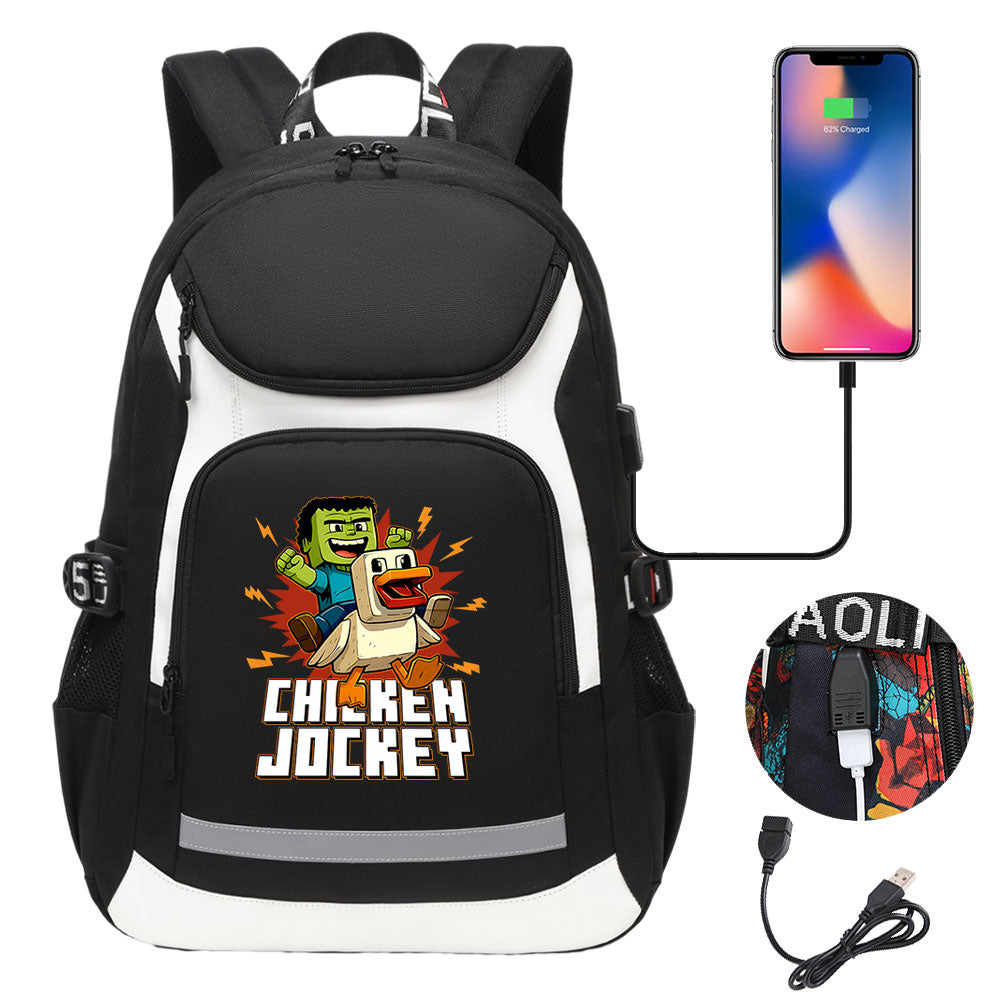 2025 Minecraft Movie USB Charging Backpack School Notebook Travel Bags