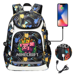 2025 Minecraft Movie USB Charging Backpack School Notebook Travel Bags