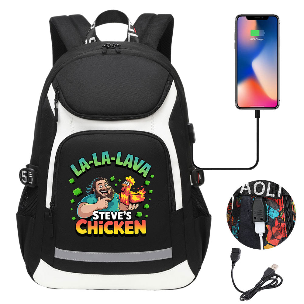 2025 Minecraft Movie USB Charging Backpack School Notebook Travel Bags