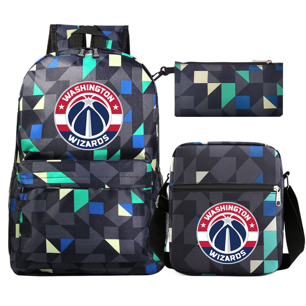 Washington Wizards Schoolbag Backpack Shoulder Bag Pencil Bag 3pcs set for Kids Students