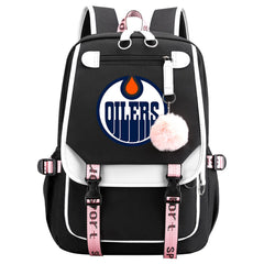 Edmonton Oilers Hockey League Waterproof Backpack School Notebook Travel Bag USB Charging