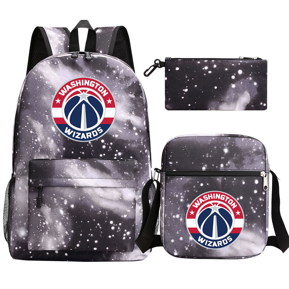 Washington Wizards Schoolbag Backpack Shoulder Bag Pencil Bag 3pcs set for Kids Students