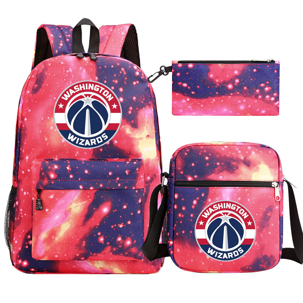 Washington Wizards Schoolbag Backpack Shoulder Bag Pencil Bag 3pcs set for Kids Students