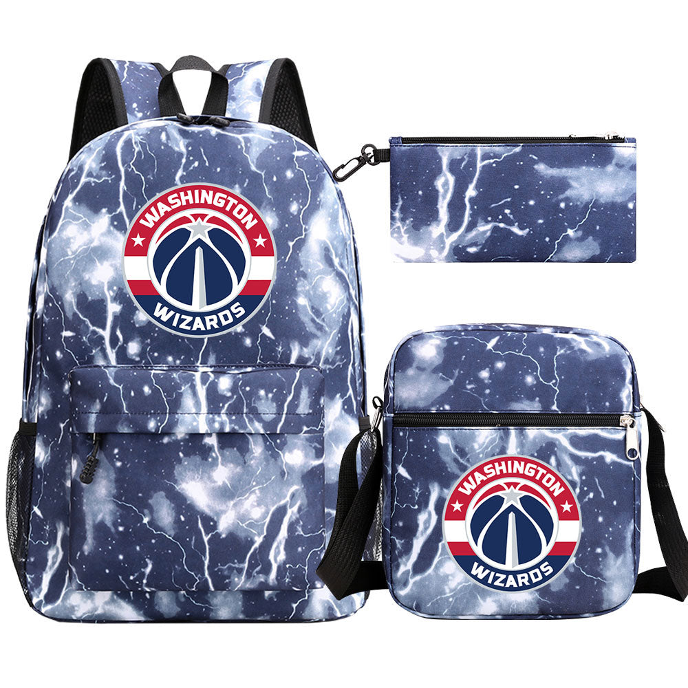 Washington Wizards Schoolbag Backpack Shoulder Bag Pencil Bag 3pcs set for Kids Students