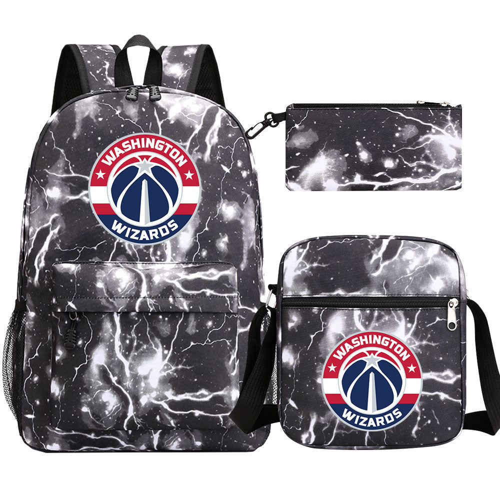 Washington Wizards Schoolbag Backpack Shoulder Bag Pencil Bag 3pcs set for Kids Students