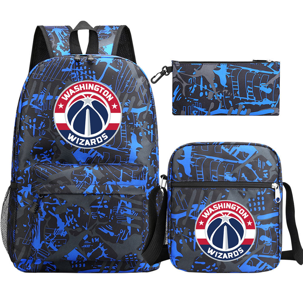 Washington Wizards Schoolbag Backpack Shoulder Bag Pencil Bag 3pcs set for Kids Students