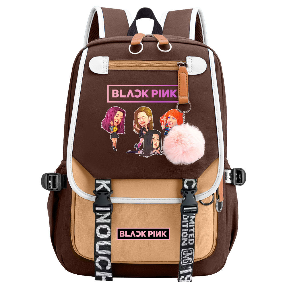 Kpop Blackpink Waterproof Backpack School Notebook Travel Bag USB Charging