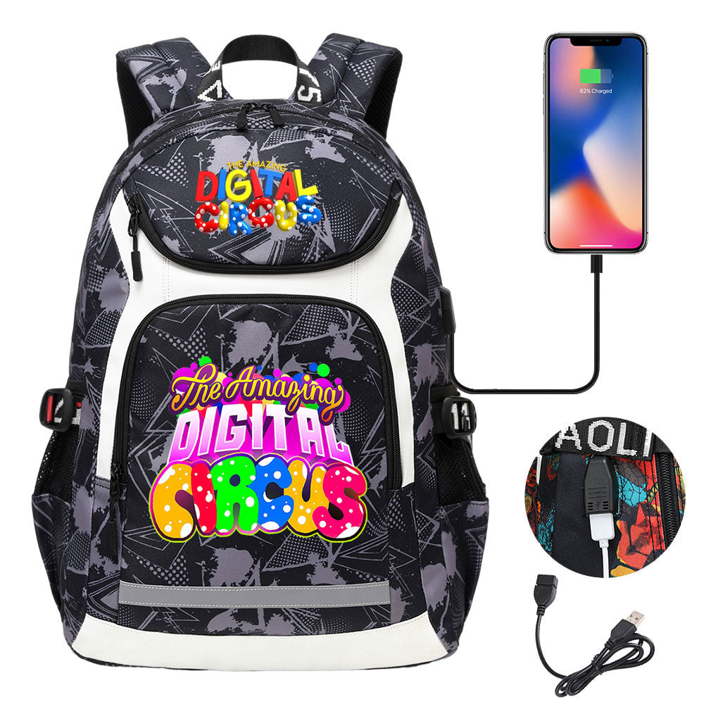 The Amazing Digital Circus USB Charging Backpack School Notebook Travel Bags