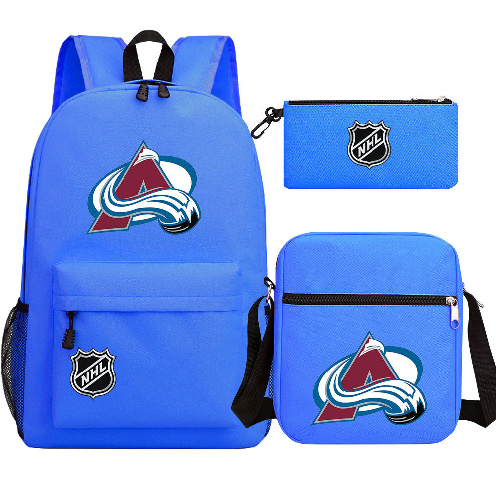 Colorado Avalanche Hockey League  Printed Schoolbag Backpack Shoulder Bag Pencil Bag 3pcs set for Kids Students