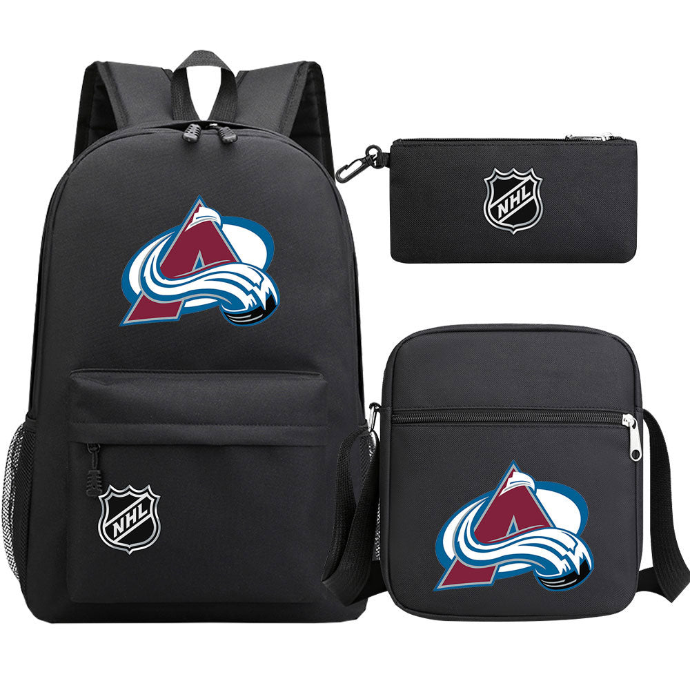 Colorado Avalanche Hockey League  Printed Schoolbag Backpack Shoulder Bag Pencil Bag 3pcs set for Kids Students