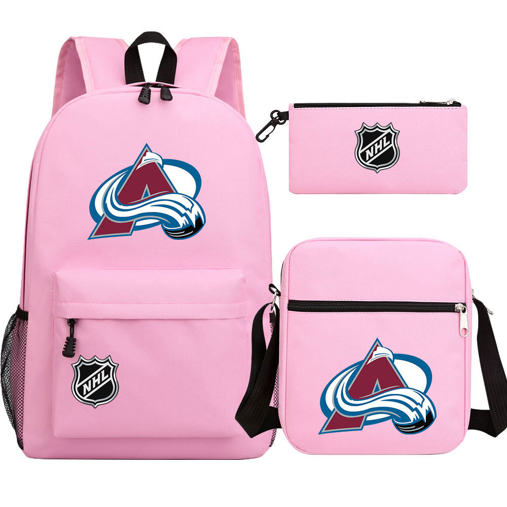 Colorado Avalanche Hockey League  Printed Schoolbag Backpack Shoulder Bag Pencil Bag 3pcs set for Kids Students