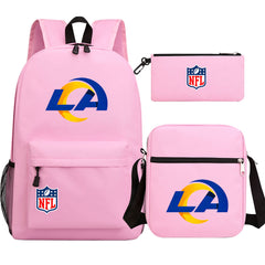 Los Angeles Rams Football Team Printed Schoolbag Backpack Shoulder Bag Pencil Bag 3pcs set for Kids Students