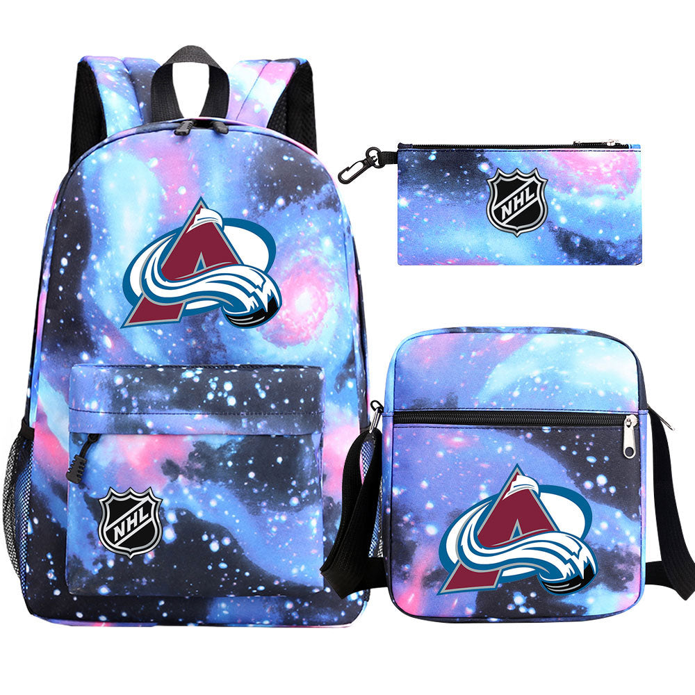 Colorado Avalanche Hockey League  Printed Schoolbag Backpack Shoulder Bag Pencil Bag 3pcs set for Kids Students