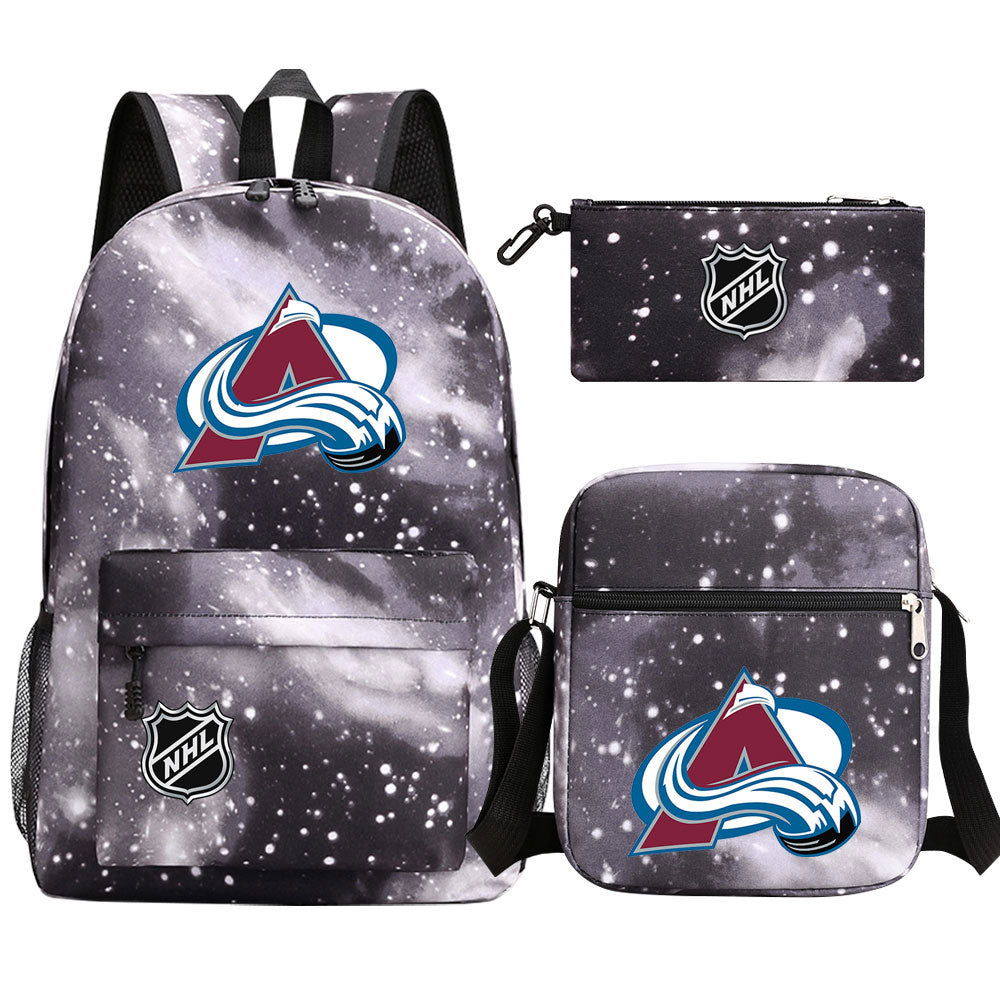 Colorado Avalanche Hockey League  Printed Schoolbag Backpack Shoulder Bag Pencil Bag 3pcs set for Kids Students