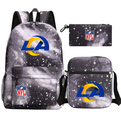 Los Angeles Rams Football Team Printed Schoolbag Backpack Shoulder Bag Pencil Bag 3pcs set for Kids Students