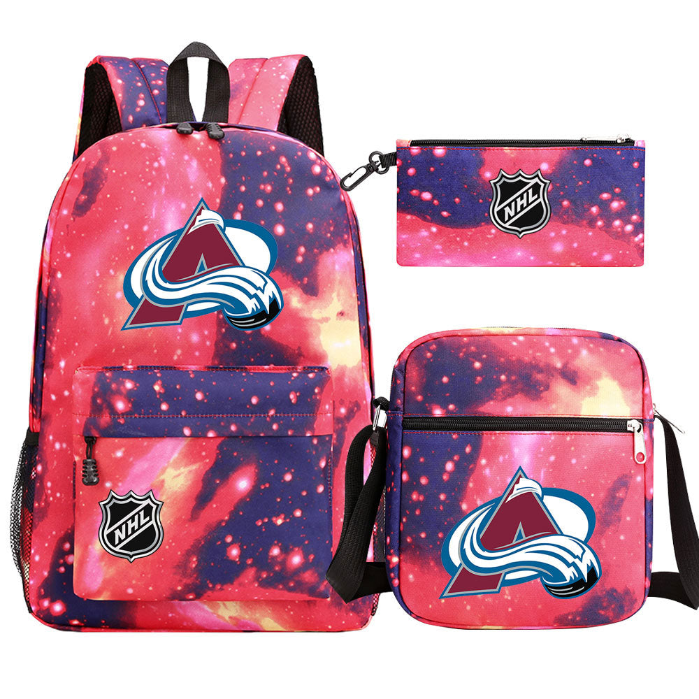 Colorado Avalanche Hockey League  Printed Schoolbag Backpack Shoulder Bag Pencil Bag 3pcs set for Kids Students