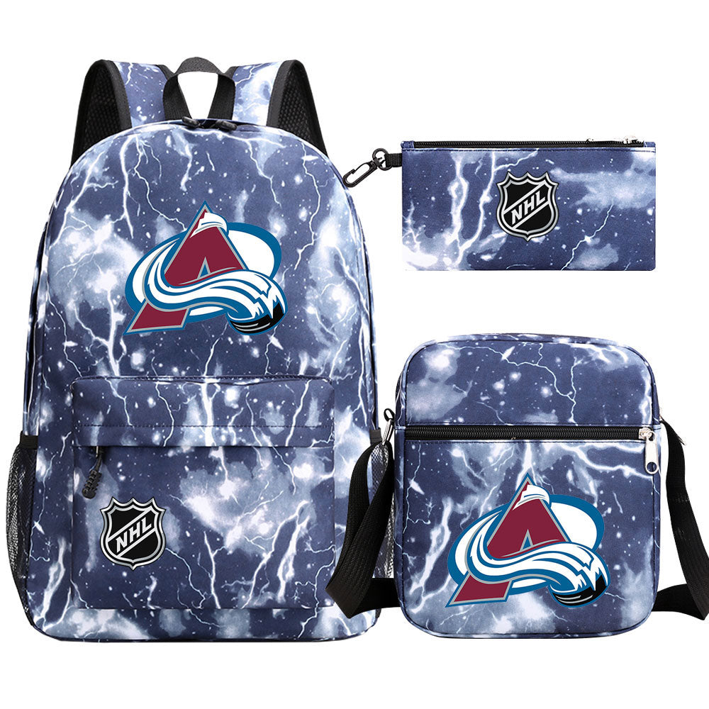 Colorado Avalanche Hockey League  Printed Schoolbag Backpack Shoulder Bag Pencil Bag 3pcs set for Kids Students