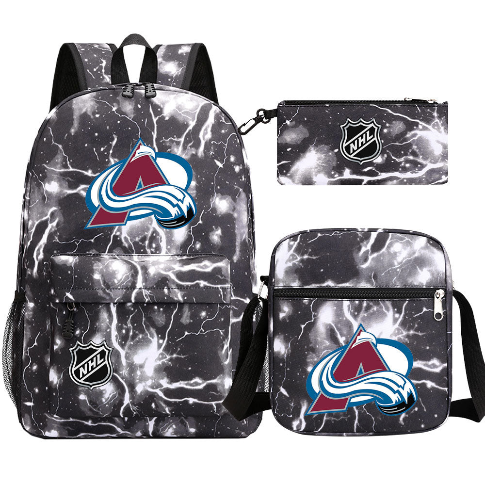 Colorado Avalanche Hockey League  Printed Schoolbag Backpack Shoulder Bag Pencil Bag 3pcs set for Kids Students