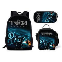 Tron Legacy Backpack Schoolbag Lunch Bag Pencil Bag for Kids Students 3PCS