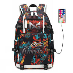Los Angeles Clippers Basketball George USB Charging Backpack School Notebook Travel Bags