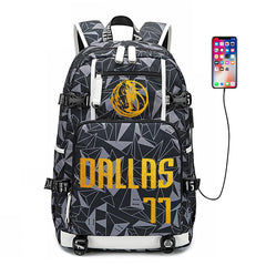 Dallas Mavericks Basketball Doncic USB Charging Backpack School Notebook Travel Bags