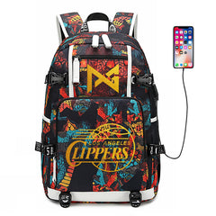 Los Angeles Clippers Basketball George USB Charging Backpack School Notebook Travel Bags