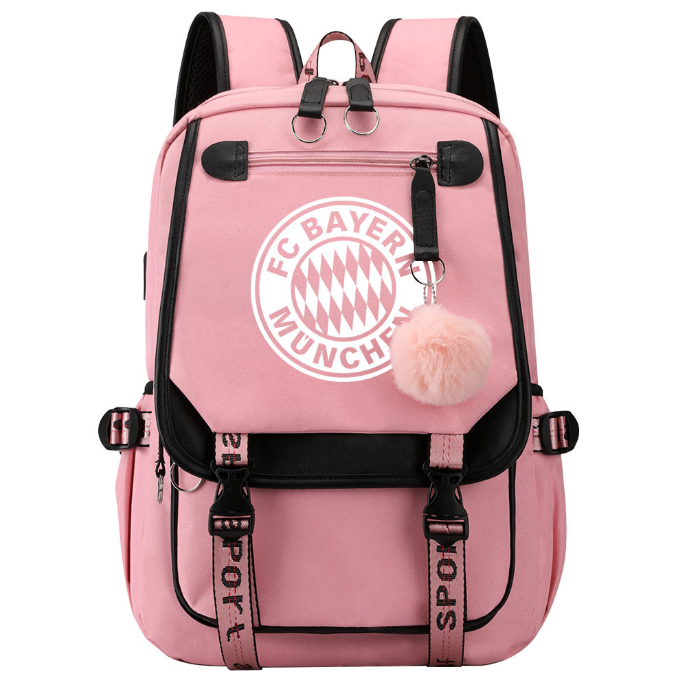 Bayern Munich Football Club Waterproof Backpack School Notebook Travel Bags USB Charging