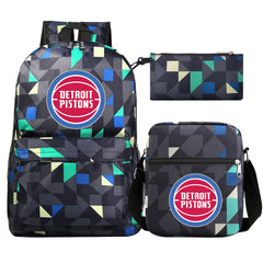 Detroit Pistons Schoolbag Backpack Shoulder Bag Pencil Bag 3pcs set for Kids Students