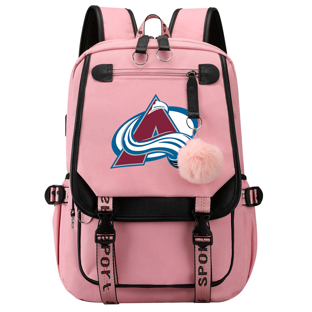Colorado Avalanche  Hockey League Waterproof Backpack School Notebook Travel Bag USB Charging