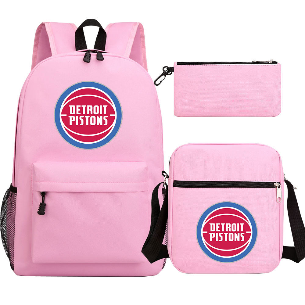 Detroit Pistons Schoolbag Backpack Shoulder Bag Pencil Bag 3pcs set for Kids Students
