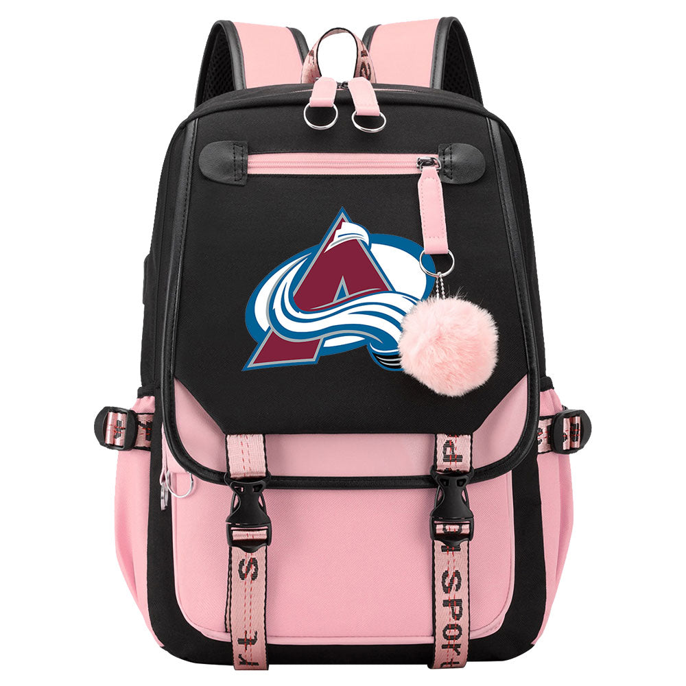 Colorado Avalanche  Hockey League Waterproof Backpack School Notebook Travel Bag USB Charging