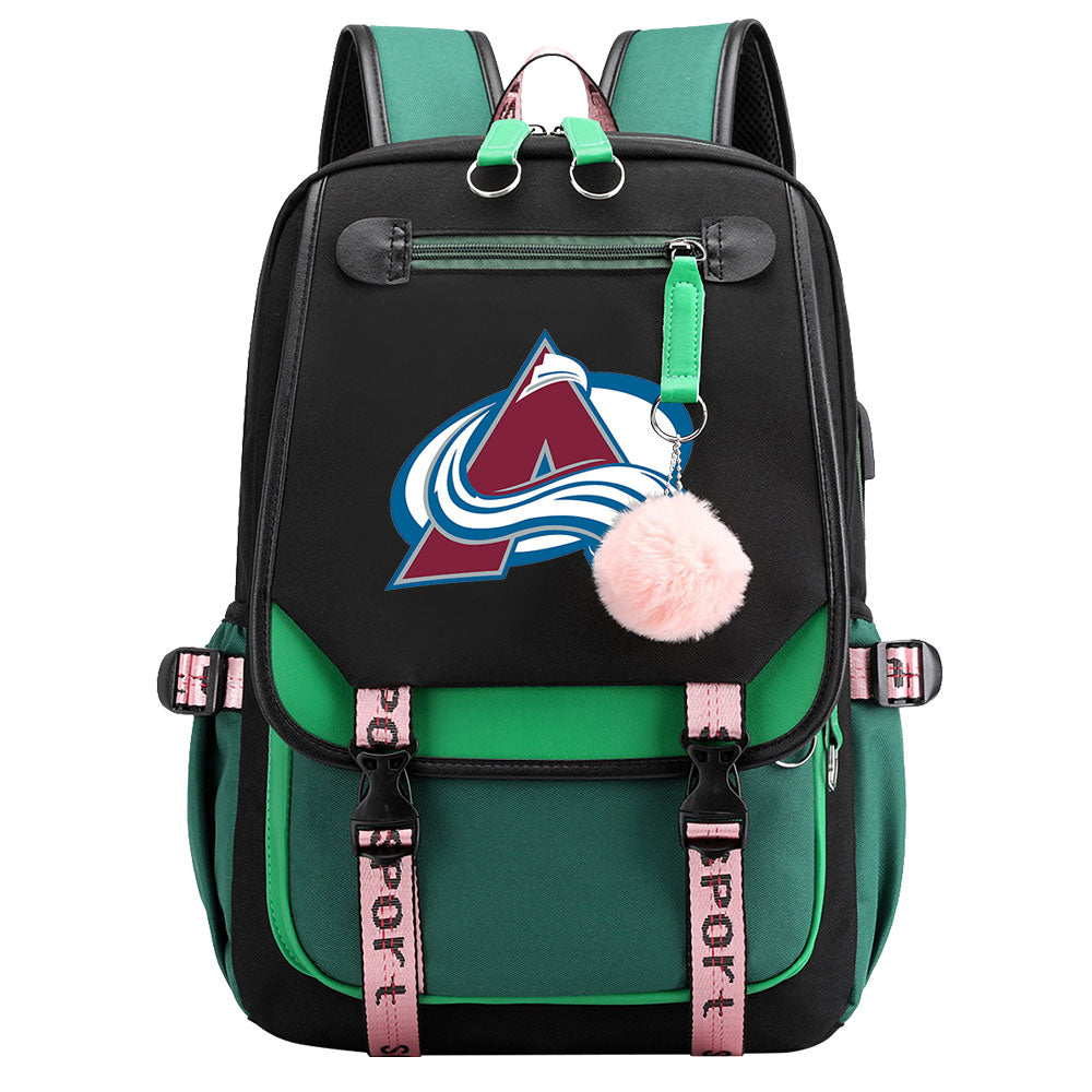 Colorado Avalanche  Hockey League Waterproof Backpack School Notebook Travel Bag USB Charging
