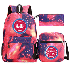 Detroit Pistons Schoolbag Backpack Shoulder Bag Pencil Bag 3pcs set for Kids Students