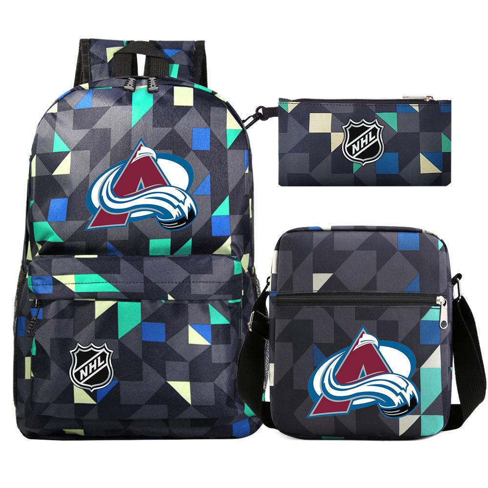 Colorado Avalanche Hockey League  Printed Schoolbag Backpack Shoulder Bag Pencil Bag 3pcs set for Kids Students