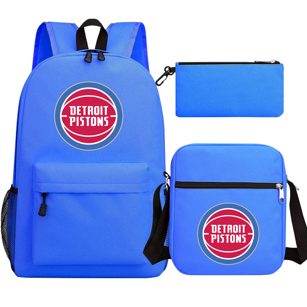 Detroit Pistons Schoolbag Backpack Shoulder Bag Pencil Bag 3pcs set for Kids Students