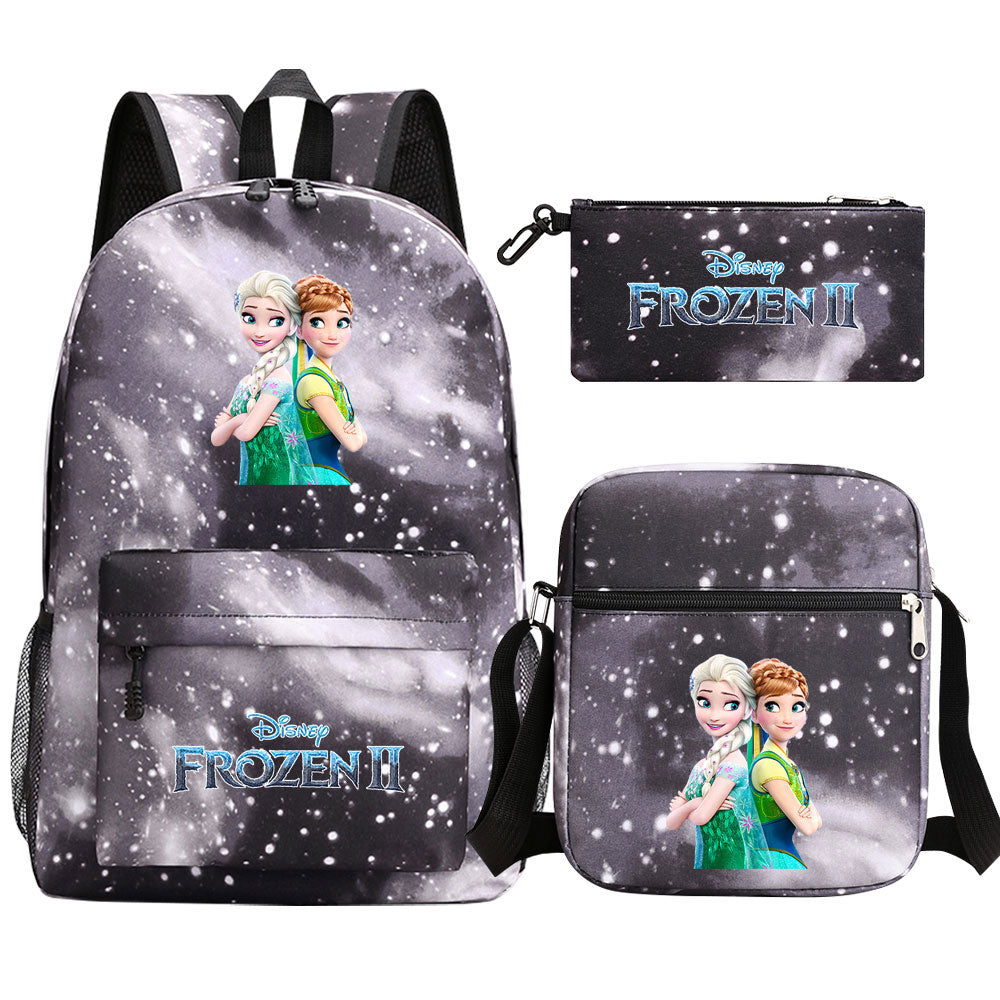 Frozen Elsa Anna Princess  Printed Schoolbag Backpack Shoulder Bag Pencil Bag 3pcs set for Kids Students